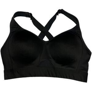 MTA Sport Sports Bra Solid Black Cross Back Activewear Women's‎ Medium